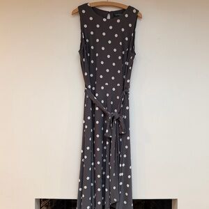 Ralph Lauren Charcoal Polka Dot Midi Dress